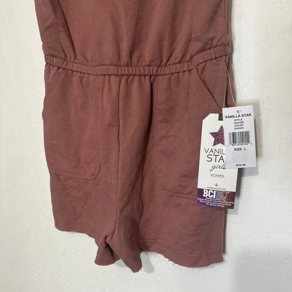 Vanilla Star Girls Romper Size‎ Large With Elastic Waist & Pockets Color Guava